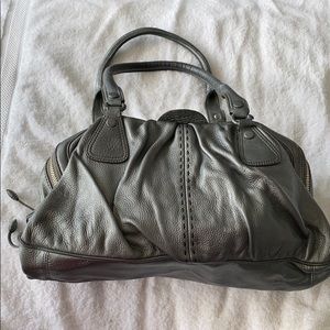 Grey/Silver Cole Haan Triple Zipper Hobo w/tassels